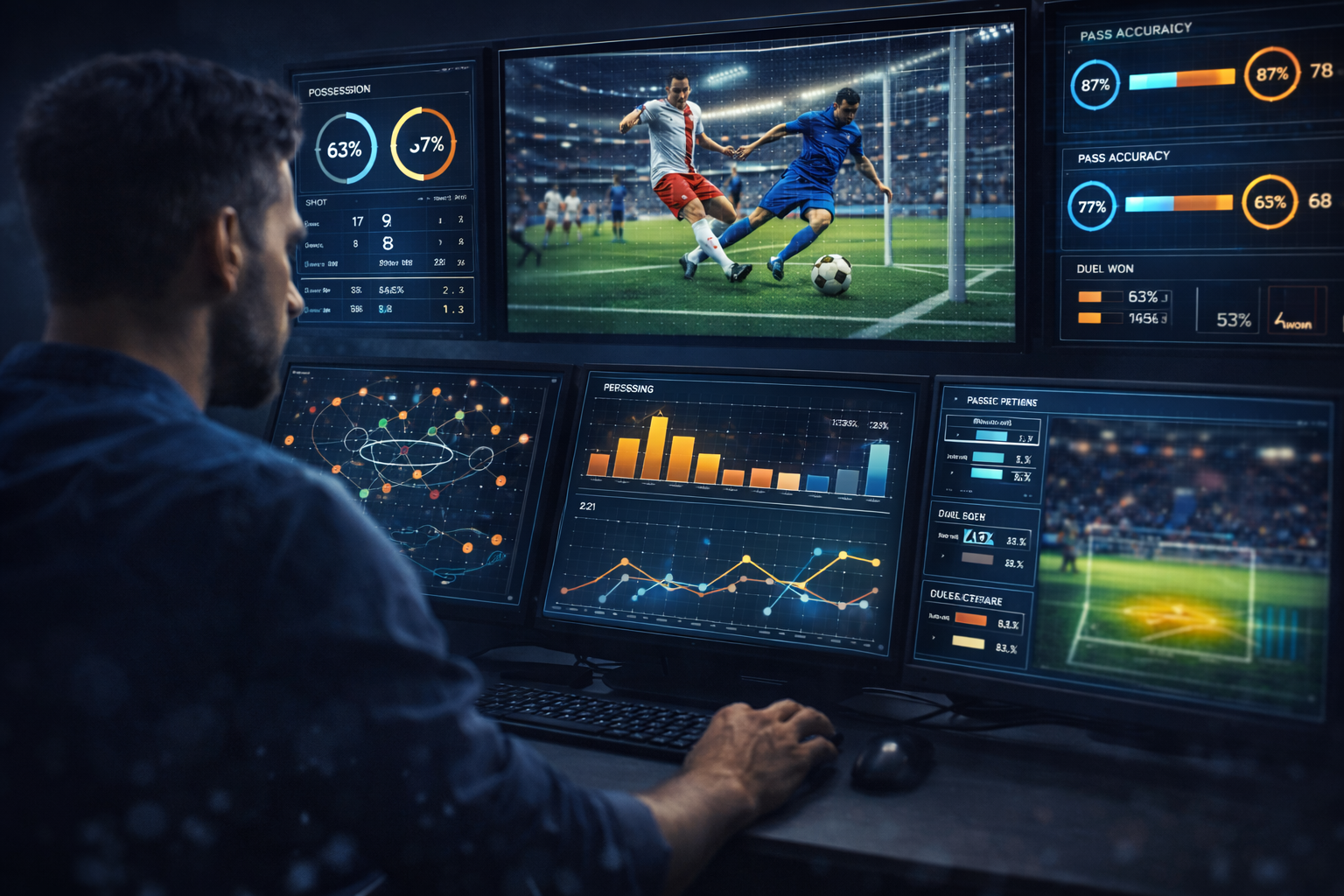 Nhà phân tích theo dõi trận đấu bóng đá